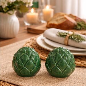 Threshold Dark Green Artichoke Salt and Pepper Shakers